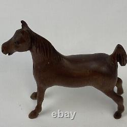 VTG Carved Wood 4 Saddle bred Horse Weanling 3D Equine Folk Art Grand Walnut