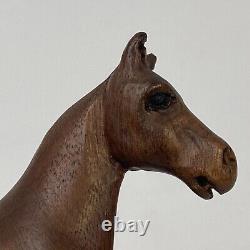 VTG Carved Wood 4 Saddle bred Horse Weanling 3D Equine Folk Art Grand Walnut