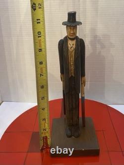 VTG Folk Art Hand Carved Wood Abraham Lincoln Abe Patriotic American Whirligig