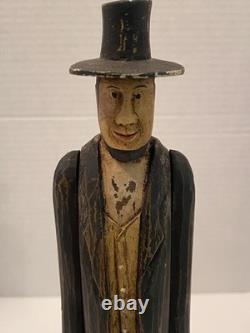 VTG Folk Art Hand Carved Wood Abraham Lincoln Abe Patriotic American Whirligig