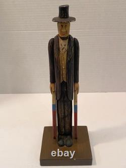 VTG Folk Art Hand Carved Wood Abraham Lincoln Abe Patriotic American Whirligig
