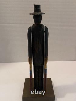 VTG Folk Art Hand Carved Wood Abraham Lincoln Abe Patriotic American Whirligig