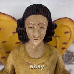 VTG German Style Carved Wood 14 Angel Candleholder Folk Art Holiday Decor Rare