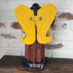 VTG German Style Carved Wood 14 Angel Candleholder Folk Art Holiday Decor Rare