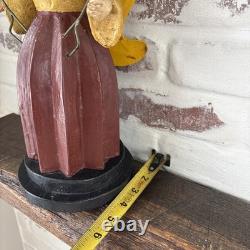 VTG German Style Carved Wood 14 Angel Candleholder Folk Art Holiday Decor Rare