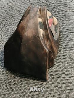 VTG Hand Carved Black Panther Wood Jaguar Cat Head Folk Art Mayan Sculpture