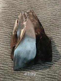 VTG Hand Carved Black Panther Wood Jaguar Cat Head Folk Art Mayan Sculpture