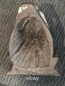 VTG Hand Carved Black Panther Wood Jaguar Cat Head Folk Art Mayan Sculpture