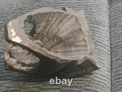 VTG Hand Carved Black Panther Wood Jaguar Cat Head Folk Art Mayan Sculpture