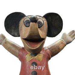 VTG Hand Carved Folk Art Mickey Mouse Wood Sculpture Figurine 12