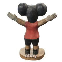 VTG Hand Carved Folk Art Mickey Mouse Wood Sculpture Figurine 12