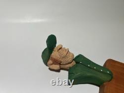VTG Hand Carved Wood Bust Man Folk Art Sculpture S. L. Walker 2003 5.75