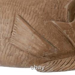 VTG Hand Carved Wood Fish Sculpture Folk Art Fine Detail Large Single Piece 17x8