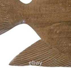 VTG Hand Carved Wood Fish Sculpture Folk Art Fine Detail Large Single Piece 17x8
