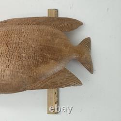 VTG Hand Carved Wood Fish Sculpture Folk Art Fine Detail Large Single Piece 17x8