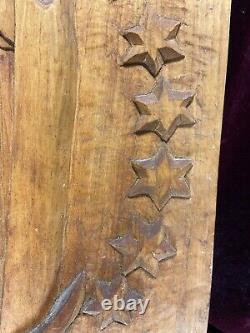 VTG. Hand Carved Wood Folk Art Primitive Wall Sculpture