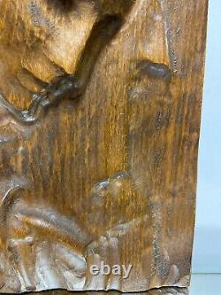 VTG. Hand Carved Wood Folk Art Primitive Wall Sculpture Mother Mary