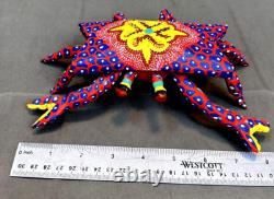 VTG Oaxacan Alebrije Crab Hand Carved & Painted Folk Art 8.5 Colorful Nautical