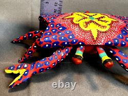 VTG Oaxacan Alebrije Crab Hand Carved & Painted Folk Art 8.5 Colorful Nautical