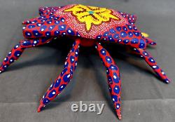 VTG Oaxacan Alebrije Crab Hand Carved & Painted Folk Art 8.5 Colorful Nautical