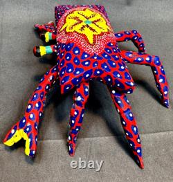 VTG Oaxacan Alebrije Crab Hand Carved & Painted Folk Art 8.5 Colorful Nautical