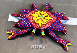 VTG Oaxacan Alebrije Crab Hand Carved & Painted Folk Art 8.5 Colorful Nautical