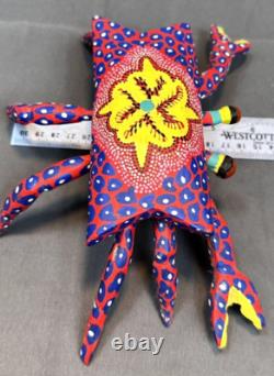 VTG Oaxacan Alebrije Crab Hand Carved & Painted Folk Art 8.5 Colorful Nautical