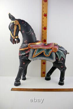 VTG Old Wooden Horse Folk Art Hand Carved & Painted Missing Tail / Some Damage