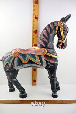 VTG Old Wooden Horse Folk Art Hand Carved & Painted Missing Tail / Some Damage