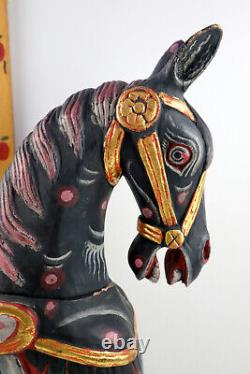VTG Old Wooden Horse Folk Art Hand Carved & Painted Missing Tail / Some Damage