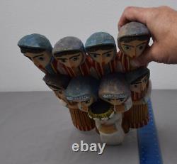 VTG Polish Folk Art Hand-Carved/Painted Wood MAY CROWNING 14 ANTONI KAMINSKI