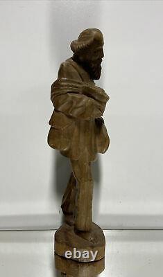 VTG. Religious Wood Folk Art Hand Carving Statue Friar