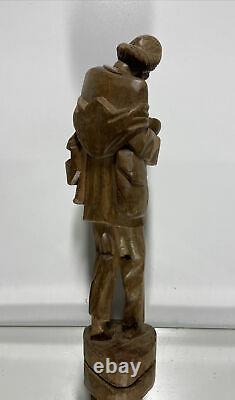 VTG. Religious Wood Folk Art Hand Carving Statue Friar