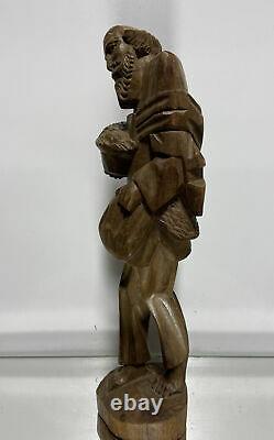 VTG. Religious Wood Folk Art Hand Carving Statue Friar