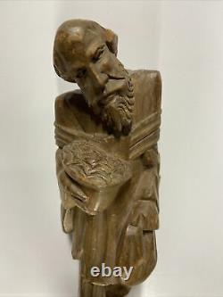 VTG. Religious Wood Folk Art Hand Carving Statue Friar