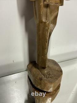 VTG. Religious Wood Folk Art Hand Carving Statue Friar