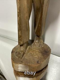 VTG. Religious Wood Folk Art Hand Carving Statue Friar