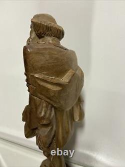 VTG. Religious Wood Folk Art Hand Carving Statue Friar