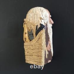 VTG Wood Carved Folk Art Square Resin Noah's Ark Signed DJM'91 Donis Mitchell