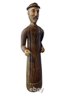 VTG folk wood carved man. Signed By Acclaimed Artist & Woodcarver Bill G. Brady