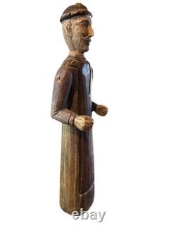 VTG folk wood carved man. Signed By Acclaimed Artist & Woodcarver Bill G. Brady