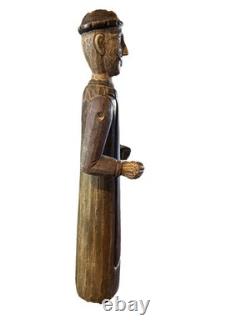 VTG folk wood carved man. Signed By Acclaimed Artist & Woodcarver Bill G. Brady