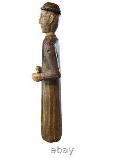 VTG folk wood carved man. Signed By Acclaimed Artist & Woodcarver Bill G. Brady