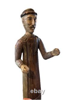 VTG folk wood carved man. Signed By Acclaimed Artist & Woodcarver Bill G. Brady
