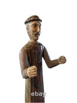 VTG folk wood carved man. Signed By Acclaimed Artist & Woodcarver Bill G. Brady