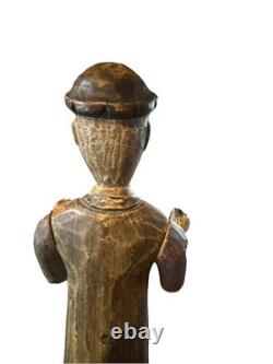 VTG folk wood carved man. Signed By Acclaimed Artist & Woodcarver Bill G. Brady