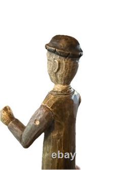 VTG folk wood carved man. Signed By Acclaimed Artist & Woodcarver Bill G. Brady