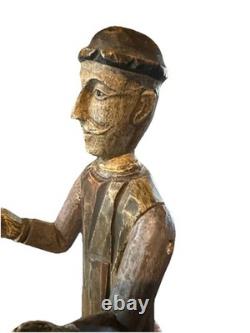 VTG folk wood carved man. Signed By Acclaimed Artist & Woodcarver Bill G. Brady
