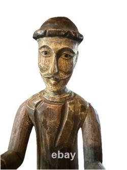 VTG folk wood carved man. Signed By Acclaimed Artist & Woodcarver Bill G. Brady