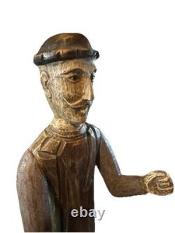 VTG folk wood carved man. Signed By Acclaimed Artist & Woodcarver Bill G. Brady
